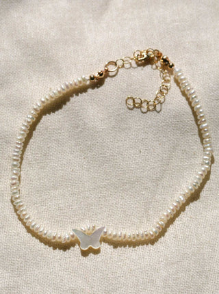Bracelet de Cheville Papillon & Perle