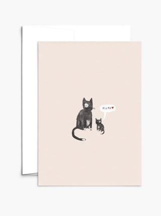 Carte de souhait Mama Chat Mimi & August, représentant une maman chat et son chaton. Parfaite idée de cadeau pour femme et pour la fête des mères.