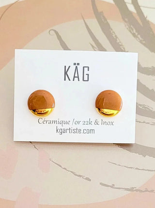 KAG Boucles d'Oreilles Céramique Ronde - Caramel