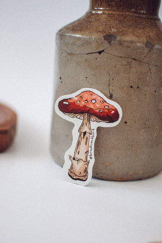 BRUSH & BIRD Autocollant Champignon Rouge