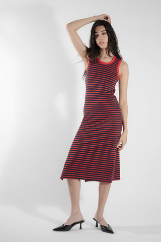 EVE LAVOIE - Robe/camisole longue rayure/rouge Calla
