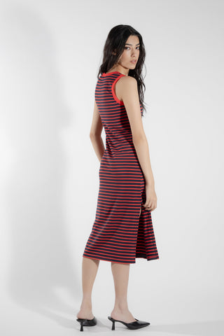 EVE LAVOIE - Robe/camisole longue rayure/rouge Calla