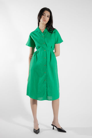 EVE LAVOIE - Robe chemise verte Callitriche