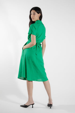 EVE LAVOIE - Robe chemise verte Callitriche