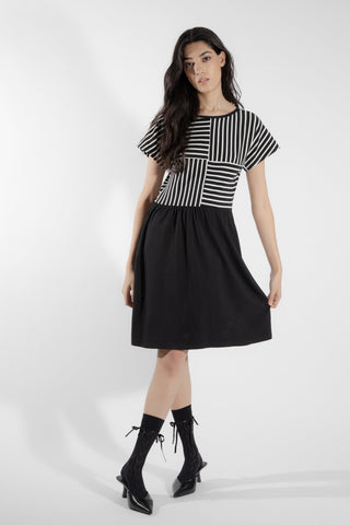 EVE LAVOIE - Robe ample deux tons rayé/noir Ulva