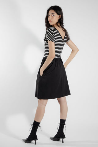 EVE LAVOIE - Robe ample deux tons rayé/noir Ulva