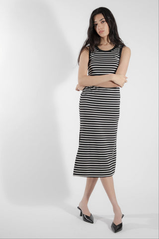 EVE LAVOIE - Robe/camisole longue rayure/noire Calla