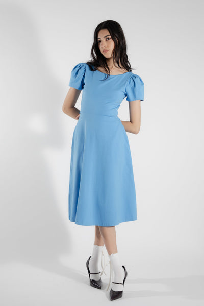 EVE LAVOIE - Robe longue réversible bleu Azur Naïade