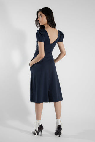 EVE LAVOIE - Robe longue réversible marine Naïade