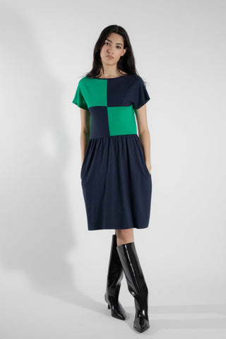 EVE LAVOIE - Robe ample deux tons vert/marine Ulva