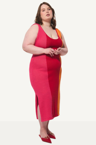 HILARY MACMILLAN Robe Crochet Tricolore