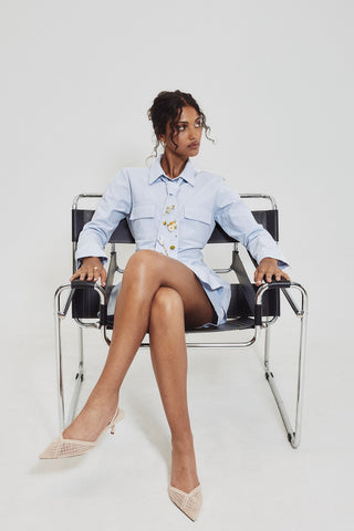 HILARY MACMILLAN Chemise à Nouer - Bleu Clair