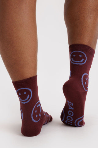 BAGGU Chaussettes Crew - Happy Mahogany