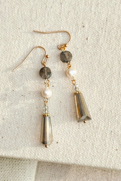 GRACIE ROSE Boucles d'oreilles à Pampille Cristal Perle