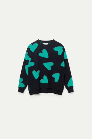 COMPANIA FANTASTICA Sweater - Green Hearts 