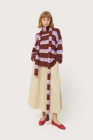 COMPANIA FANTASTICA Striped Sweater - Brown and Mauve 