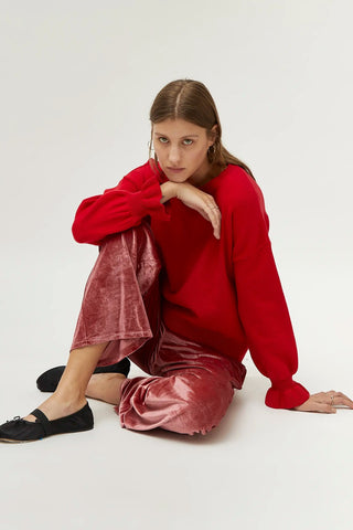 COMPANIA FANTASTICA Sweater with Ruffle on the Cuffs 