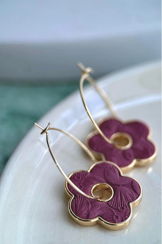 BOUCLE D'OR Boucles d'Oreilles Fleurs Texturé - Betterave