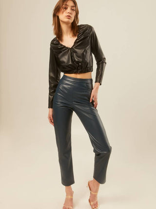 HILARY MACMILLAN Pantalon en Cuir - Navy