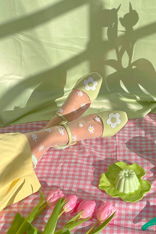 COUCOU SUZETTE Transparent Socks - Daisies