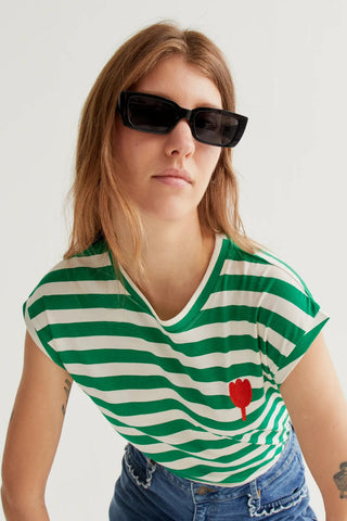 COMPANIA FANTASTICA T-shirt Ligné Tulipe - Vert