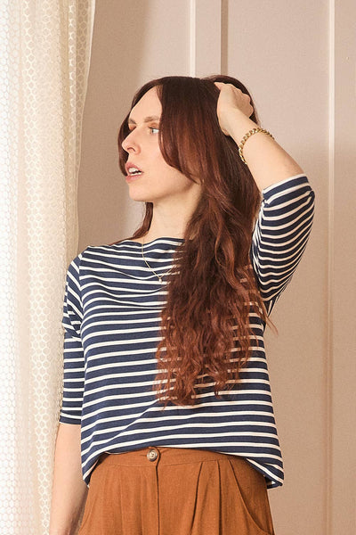 MEEMOZA Haut Marinière - Bleu marine