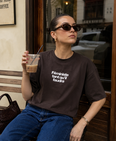 SAULE T-Shirt Féministe - Brun