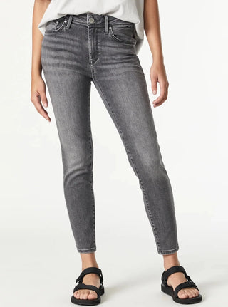 MAVI Jeans Tess - Smoke, jean slim gris taille haute. Vendu à Montréal.