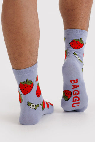 BAGGU Chaussettes Crew -  Fleurs et fraises