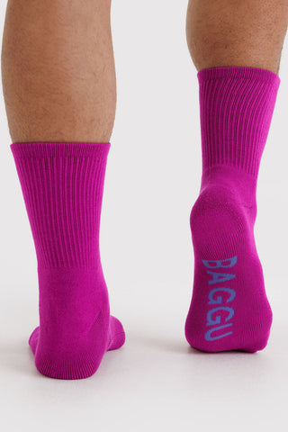 BAGGU Chaussettes Ribbed - Fuchsia foncé