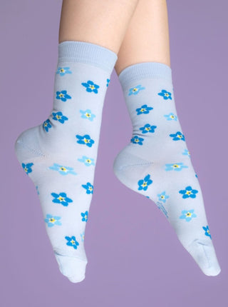COUCOU SUZETTE Chaussettes Myosotis, chaussettes fleurs bleues. Parfaites idée de cadeau pour femme.