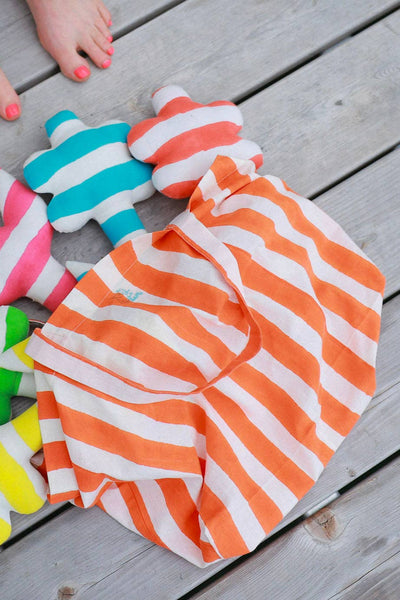 KATE AUSTIN Sac Market à Rayures Cabana - Orange et Blanc