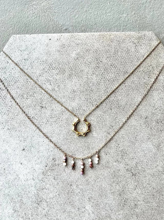 FRÜG JEWELLERY Collier Rayon de Soleil Double Rang avec Perles de Tanzanite