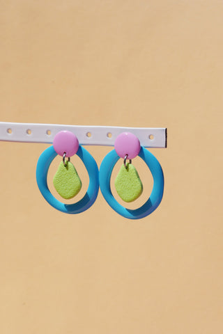 AGILE CROCODILE Ove Earrings - Blue Green Pink