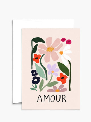 Carte fleurie Amour Mimi & August. Création locale au Canada, parfaite idée de cadeau pour femme.