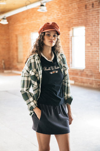 BRIXTON Chemise Bowery Vintage - Vert et Bleu