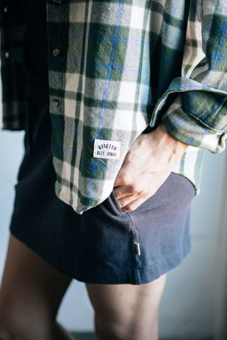 BRIXTON Chemise Bowery Vintage - Vert et Bleu