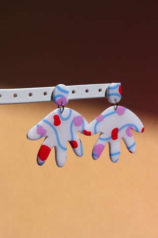 CROCODILE AGILE Boucles d'Oreilles Pam - Blanc & Ligne Bleu