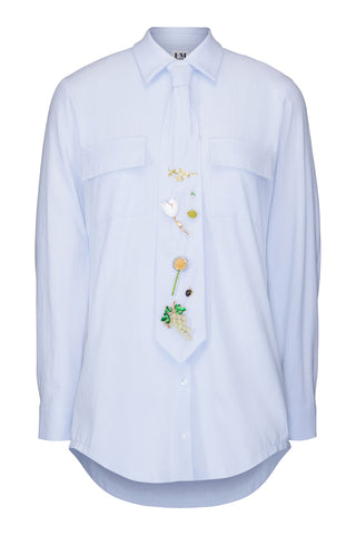 HILARY MACMILLAN Chemise à Nouer - Bleu Clair