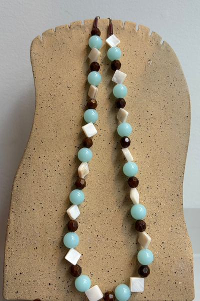 CASA YAYA Collier Charlotte - Bleu et Marron