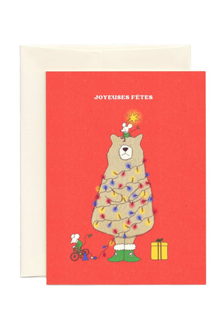 FOONIE Red Bear Christmas Card