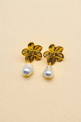 LA RENARDE Boucles d'Oreilles Fleurs + Perles