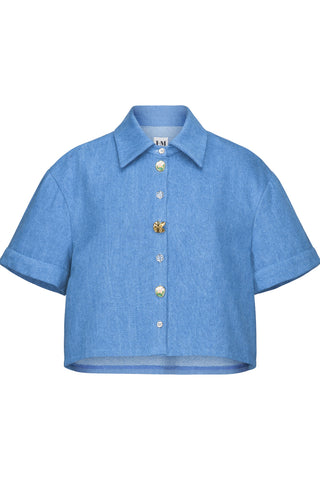 HILARY MACMILLAN Chemise Crop Denim