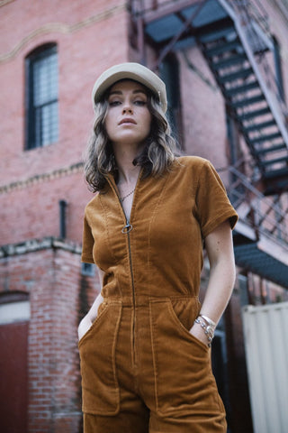 BRIXTON Utility Jumpsuit - Corduroy Golden Brown