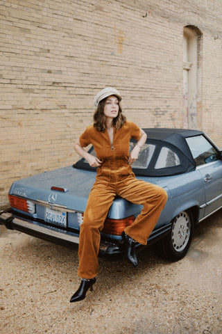 BRIXTON Utility Jumpsuit - Corduroy Golden Brown