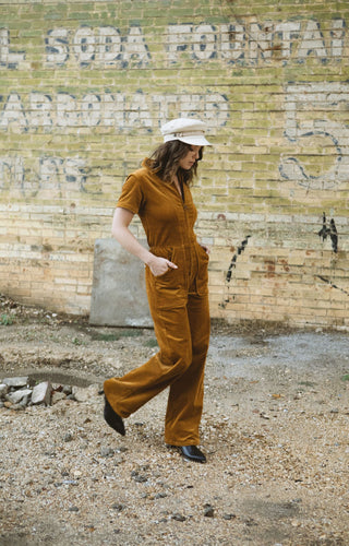 BRIXTON Utility Jumpsuit - Corduroy Golden Brown