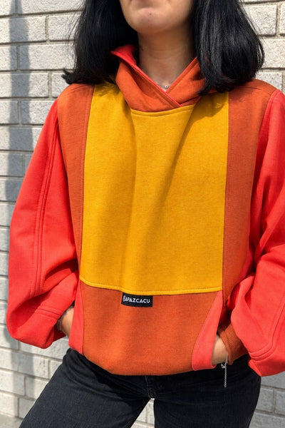 CAPAZCACU Hoodie Yiya - Jaune Orange et Brun
