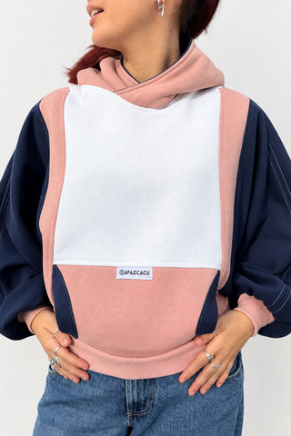 CAPAZCACU Hoodie Yiya - Blanc Bleu et Rose
