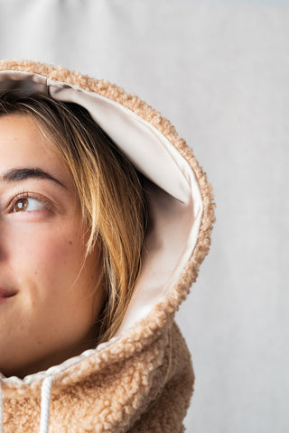 GIBOU Col Capuche Réversible Satin - Beige Caramel