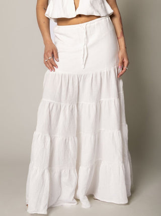 Girl Crush Textured Cotton Maxi Skirt - White